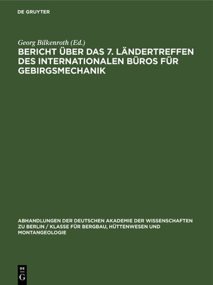 cover image of Bericht über das 7. Ländertreffen des Internationalen Büros für Gebirgsmechanik